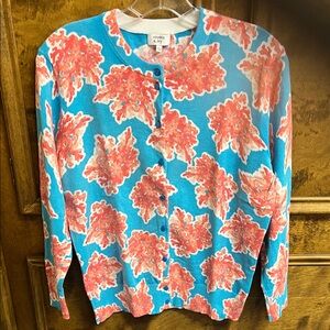 crown & ivy Blue Coral  Crewneck Cardigan